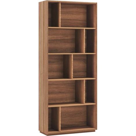 Estantería 5 alturas modelo 545 acabado nogal claro. 191 cm(alto), 80 cm(ancho), 32 cm(fondo). (1/4)