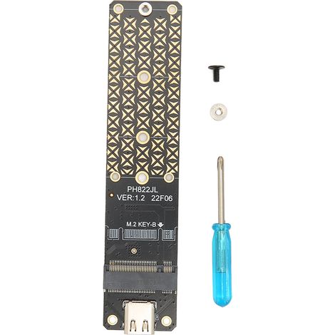 Adaptateur M.2 vers USB 3.2 Type C 10G, carte NGFF Bkey SATA pour disque dur SSD, compatible tailles 2230 2242 2260 2280 (1/5)