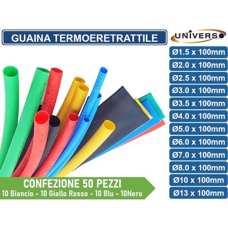 CONFEZIONE 50 PEZZI GUAINA TERMORETRATTILE TERMORESTRINGENTE COLORI ASSORTITI - Diametro:Ø 5.0mm