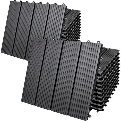 Deuba – Dalles clipsables en bois composite WPC 30 x 30 cm – Antidérapantes et résistantes aux intempéries – Système de fixation par clips – Pour terrasse et balcon