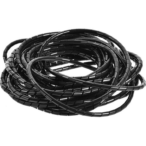 10 m Spiralkabelbinder zur Kabelführung, Kabelmanagement für PC, TV, Homeoffice, 6 mm, Schwarz (1/5)