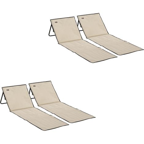 4er-Set Faltbare Strandmatte Sonnenliege Verstellbar mit Tragetasche und Magazintasche aus Stahl und Oxford