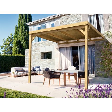 MADERLAND Pergola en bois adossée - modèle RENNES - 300 x 300 cm (1/3)