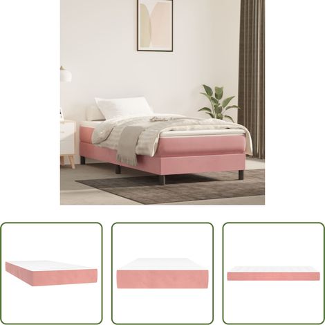 Sommeil confortable - Matelas de lit à ressorts ensachés fermeté moyenne Rose 90x200x20 cm Velours (1/5)