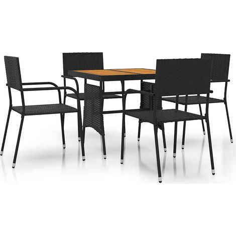 Maison Exclusive - 5dílný zahradní jídelní set polyratan černý (1/5)