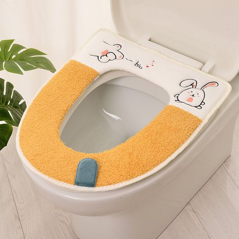 Weiche und dicke WC-Sitzmatte mit Griff, weich und dick, waschbar (mehrere Farben werden nach dem Zufallsprinzip versendet).