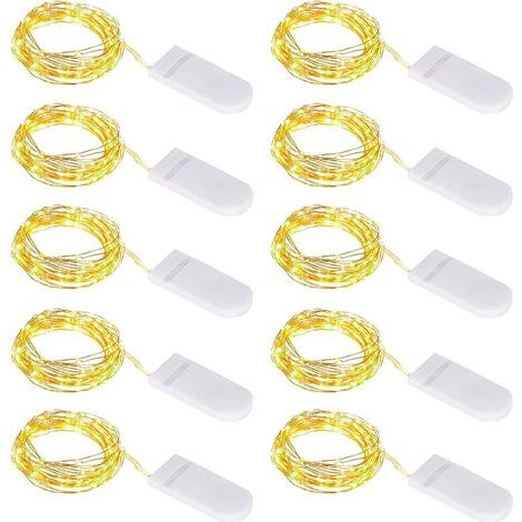 Blanc Chaud 10 Guirlande Lumineuse à Piles, 1M 10 LED Mini Guirlande LED Fil de Cuivre Fairy Lights Girlande Lumière, pour Décoration Noël Fête Mariage Jardin Terrasse Pelouse Maison (1/5)