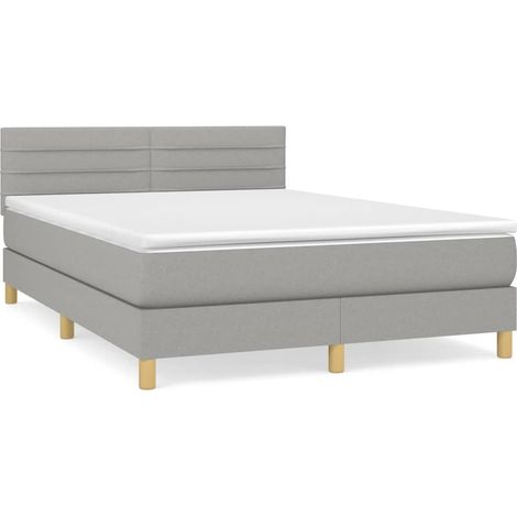 Maison Exclusive - Cama box spring con colchón tela gris claro 14 (1/5)