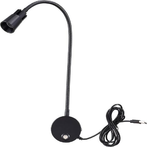 Wandleselampe mit flexibler und verstellbarem Schwanenkopfdesign, 3 Watt, für Nachttisch oder Hotelzimmer – mit beweglichen Arm aus flexiblen Schlauch, elegante Trompetenform in Schwarz