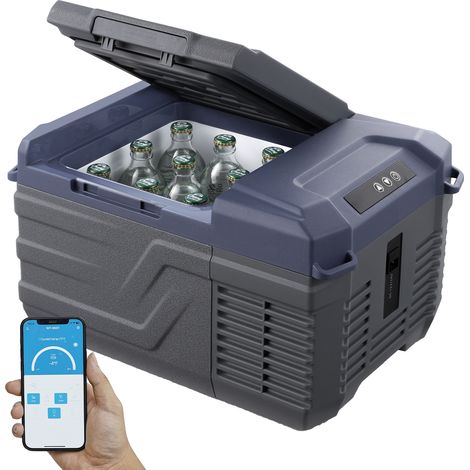 Mophorn Nevera de Compresión Portátil 9 L Mini Nevera para Coche 12/24V DC y 100-240V AC Caja Enfriadora de Zona Única Temperatura Ajustable de -20°C a 20°C para Camión Barco Casa Camping