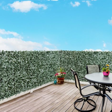 Rouleau de haie artificielle 3 x 1,5 m, brise-vue en lierre artificiel pour balcon extérieur (1/5)