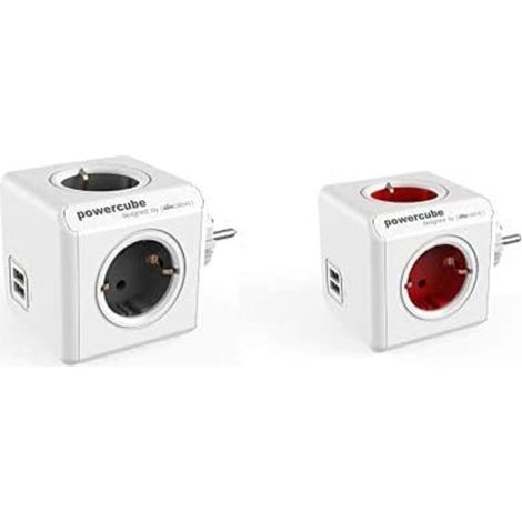 Ladrón ALLOCACOC Powercube original 4 tomas + 2 USB (5V). Color gris - (1/5)