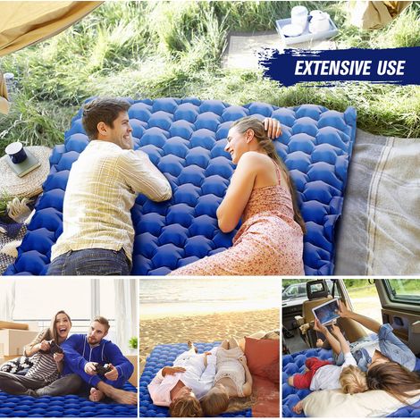 Tapis de Camping pour 2 personnes avec oreiller à Air, matelas Portable imperméable, coussin de couchage pour sac à dos (1/5)