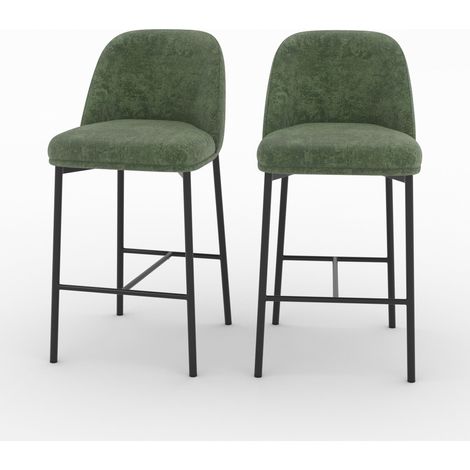 Lot de 2 chaises pour îlot central 67 cm en tissu vert sapin - Noah (1/5)