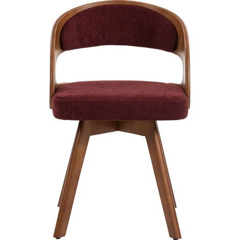 Lot de 2 chaises de salle à manger rotatives 360°, dossier ergonomique, tissu rouge vin, pieds en bois, pour cuisine, café et salon modernes - CHICFURN (1/5)
