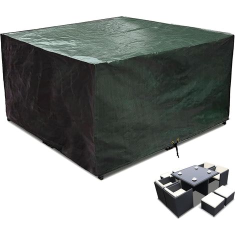 Housse imperméable pour Meubles de Jardin en rotin, 200 x 200 x 90 cm, Housse de Table carrée de Jardin en rotin, Coupe-Vent, Anti-UV, pour Chaise et Table en roti (1/5)