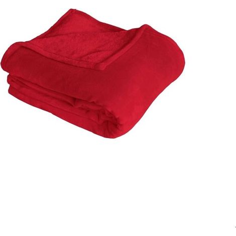 1 pièce Plaid polaire molletonnée, douceur intense, rouge, 125x150 cm, pour canapé ou lit (1/3)