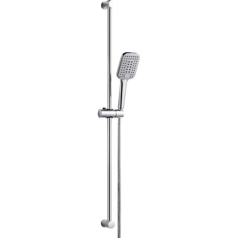 Colonne de Douche sans Mitigeur Barre Douche en Acier Inoxydable de 100 cm avec Tuyau de 1.6 m Douchette à Main (3 Modes 120 mm) et Support Ensemble de Douche pour Salle de Bain Chrome (1/5)