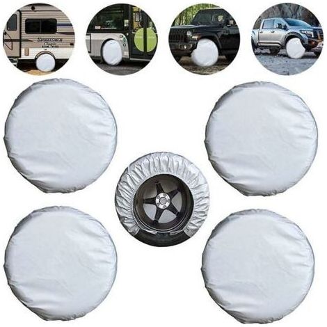 Pair Housses de pneus 4 pièces Housse de pneu universelle Protection solaire Protection de roue Remorque Camping-car Voiture Camion Housses de pneus étanches (24-26 pouces) (1/5)