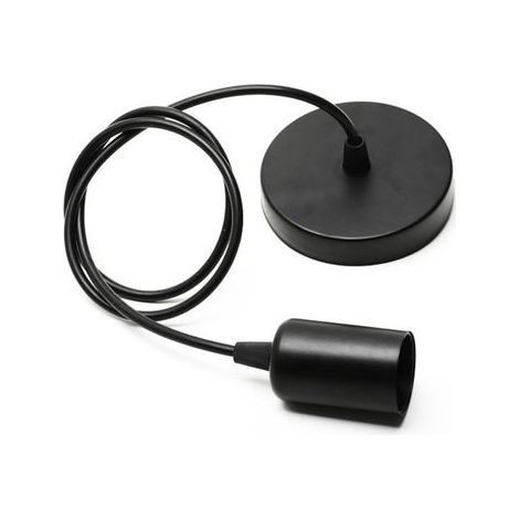 2x E27 Edison Socket Retro Pendant Light, 1 Head DIY Ceiling Light Holder, Lamp Holder for Kitchen or Bar - Black (1/5)