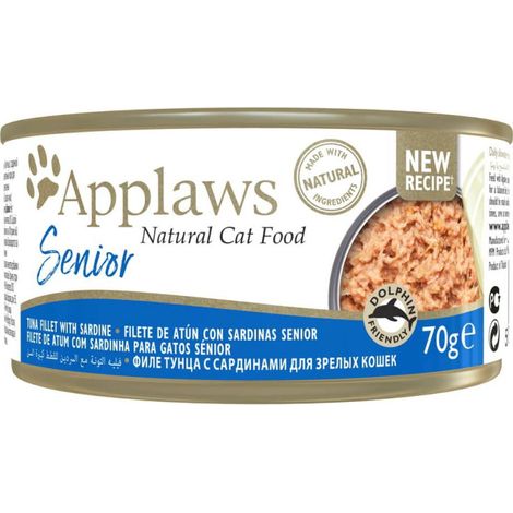 Applaws Premium Comida Húmeda para Gatos Senior Atún Sardina en Gelatina 70g