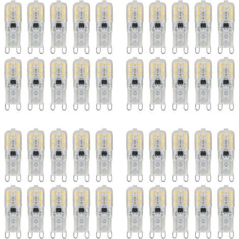 40 ampoules LED G9 5W à intensité variable, blanc chaud, compatibles avec les lampes AC220-240V.