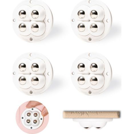 Paquet de 4 mini roulettes pivotantes collées en acier inoxydable-roulettes collées pivotantes à 360 degrés pour le rangement des petits appareils (1/4)