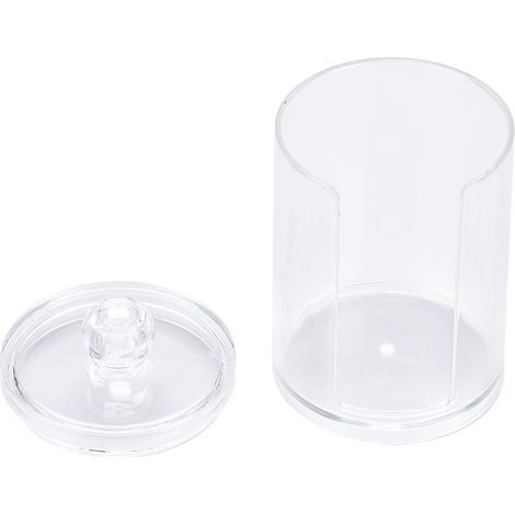Boîte de rangement ronde transparente en acrylique pour cotons-tiges de maquillage