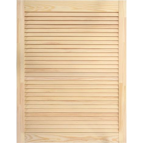 Porta a persiana in legno massello di pino anta per mobile anta per mensola rivestimento per armadio guardaroba paravento 69 x 49,4 cm 020003873 (1/5)