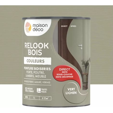 Peinture Maison Déco Relook Bois Couleurs Vert lichen 1 L (1/2)