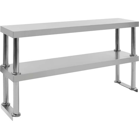 vidaXL Estante mesa de trabajo 2 niveles acero inoxidable 120x30x65 cm (1/5)