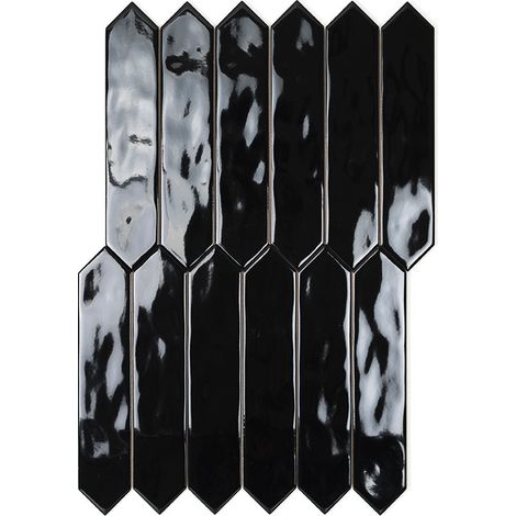 Carrelage Mur Ceramic Connection Black Brillante 5x25 cm