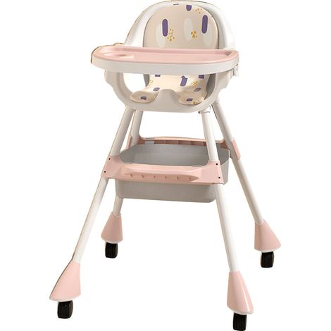 Chaise haute bébé réglable en hauteur multifonctionnelle plateau amovible pliable convertible pour bébé Sakura rose (1/5)