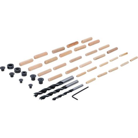 Jeu de Chevilles et Forets Bois 6-10 mm - 43 pcs - Polyvalent et Pratique pour Fixations Bois - D-Work