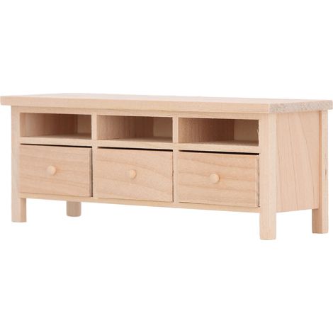 Meuble TV miniature avec tiroirs, modèle de meuble décoratif en bois pour maisons de poupées à l'échelle 1:12, design simple. (1/5)
