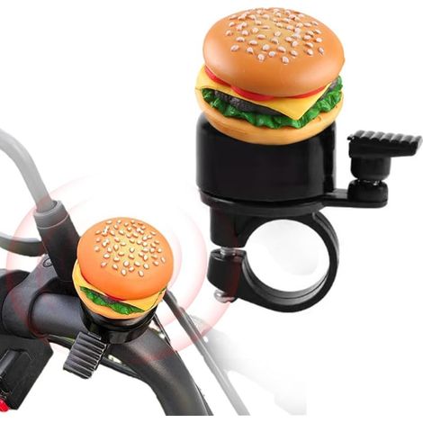 Sonnette De Vélo Amusante En Forme De Burger - Son Puissant Et Clair - En Aluminium - Compatible Vtt, Vélo Électrique, Ville, Enfants/Ados - Idéal Comme Cadeau (1/5)