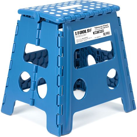 Tabouret Pliant Bleu 40cm, Marchepied Pied Pliable BM TOOLS BMT-MP40-BLEU - 150kg Capacité, Léger et Compact pour Adulte/Enfant