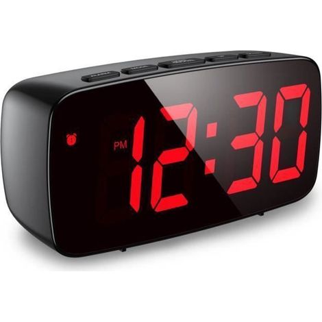 Sveglia digitale, sveglia a LED, mini sveglia con funzione snooze - funziona sia a batterie che con alimentazione di rete. (1/5)