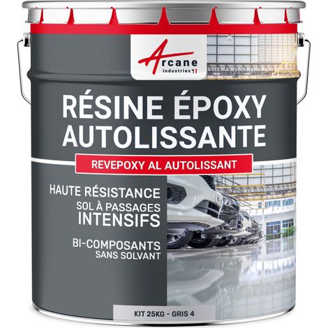 Arcane Industries – Résine époxy autolissante pour sol intérieur – Effet miroir – 25 kg – Excellente résistance chimique et mécanique – Application facile