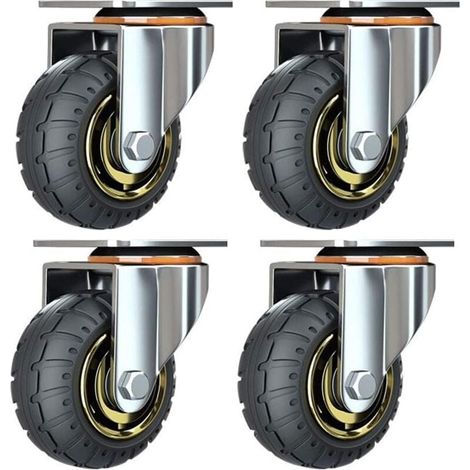 Kit de 4 roues universelles de 3 pouces sans freins Roues de chariot silencieux Roues universelles oulettes Pivotantes 75mm Roues Plaques (1/5)