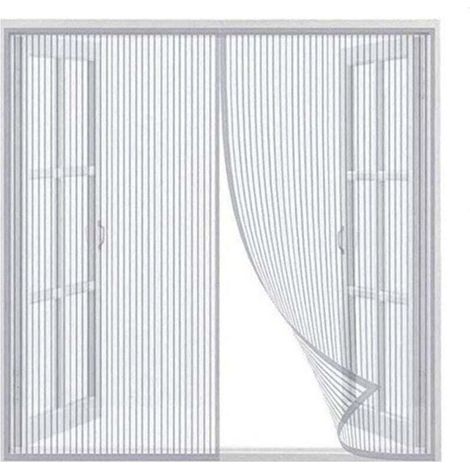 Rideaux, rideau magnétique auto-obturant, porte en maille épaissie, porte moustiquaire anti-moustique, avec aimant, adapté aux animaux et aux enfants, taille 120120 cm blanc (1/5)
