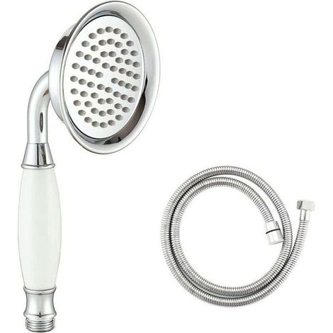 Cabezal de ducha victoriano y manguera tradicional de latón y cerámica de 150 cm para baño - Crezuo (1/4)