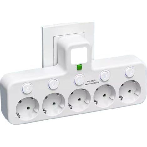 – Multiprise murale 5 prises EU – Interrupteurs individuels – Voyants LED – Installation murale facile – Design compact noir (1/4)