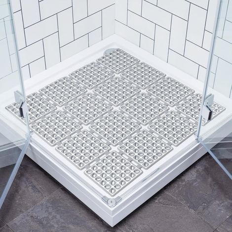 BRAVIX Tapis de Douche Antidérapant 60x60cm Tapis de Baignoire Carré avec Ventouse Puissante, TPE Tapis de Bain Résistant aux Moisissures, sans BPA & Latex, Lavable en Machine