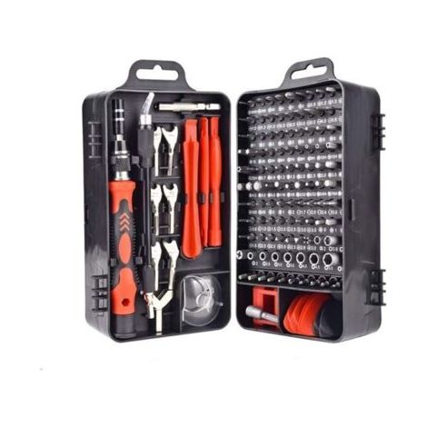 Mini tournevis magnétique de précision 135 en 1 - Kit d'outils de réparation pour iPhone, ordinateur portable, montre avec organiseur de rangement, rouge (1/4)