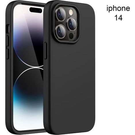 Étui de téléphone intégral en silicone, doux au toucher, antichoc et doté d'une doublure en microfibre (noir) (1/3)