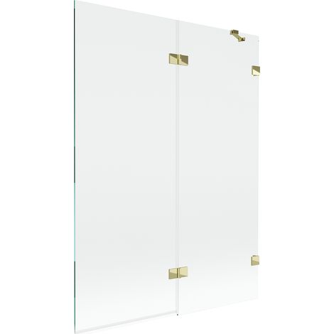 Mexen Lunar mampara de baño 2 alas derecha 130 x 150 cm, transparente, dorado - 897-130-100-50-00-P (1/5)