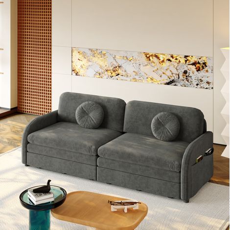 Canapé convertible 3-en-1 166x84x90 cm chenille grise gain de place - CHICFURN (1/5)