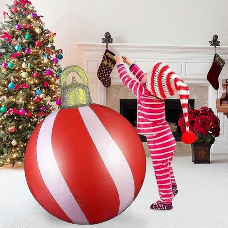Boule de Noël gonflable décorative de 60 cm en PVC, idéale pour les fêtes d'Halloween et les enfants. Décoration de Noël gonflable pour l'extérieur. Modèle 2020. (1/2)