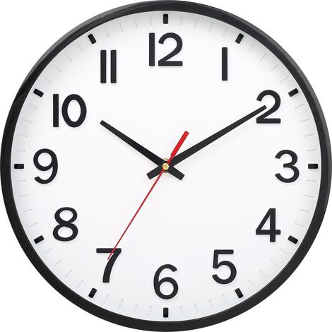 30cm Lautlose Wanduhr Modern Batteriebetrieben Schwarz Weiß Zuhause. (1/5)